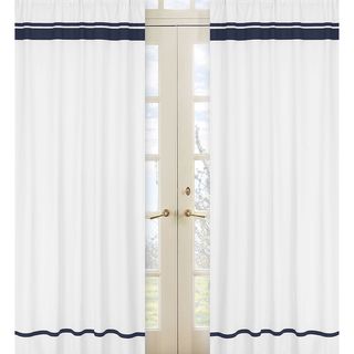 White and Navy Modern Hotel 84 inch Curtain Panel Pair Sweet Jojo Designs Curtains