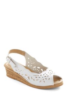 Stenciling You In Wedge in White  Mod Retro Vintage Sandals