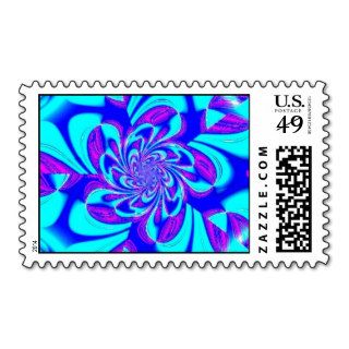Blue Kaleidoscope Flower Postage Stamp