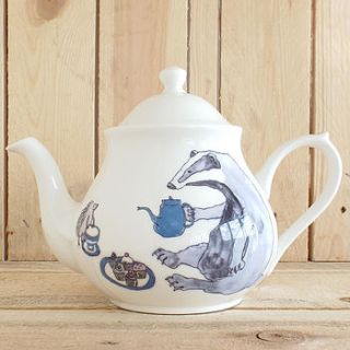 badger and hedgehog design teapot by mellor ware