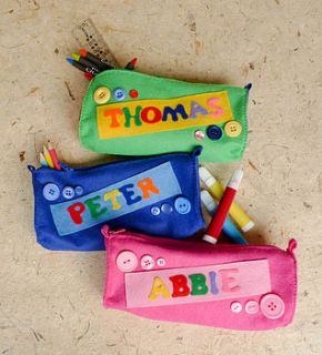 personalised button pencil case by mollie mae handcrafted designs
