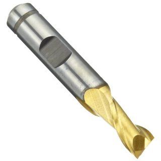 Niagara Cutter 57080 Cobalt Steel Square Nose End Mill, Inch, Weldon Shank, TiN Finish, Roughing and Finishing Cut, 30 Degree Helix, 2 Flutes, 2.313" Overall Length, 0.250" Cutting Diameter, 0.375" Shank Diameter