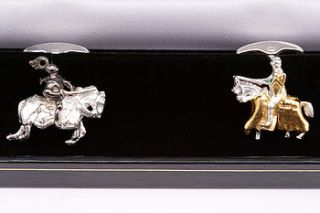 gold and silver knights cufflinks by simon kemp jewellers