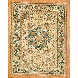 Afghani Hand knotted Green/ Brown Oushak Wool Rug (7'11 x 10'1) Herat Oriental 7x9   10x14 Rugs