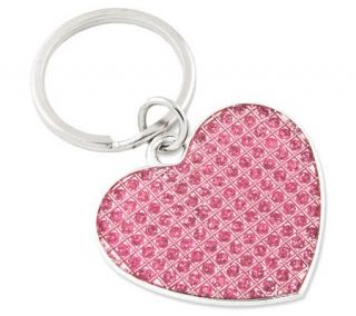 Pink Glitter Heart Key Ring —