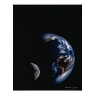 Earth and Moon in Space Print