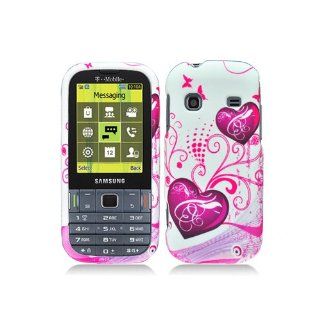 White Pink Heart Hard Cover Case for Samsung Gravity TXT SGH T379 Cell Phones & Accessories