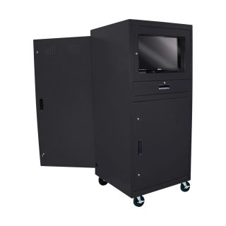 Sandusky Lee Mobile Computer Cabinet — 30in.W x 30in.D x 70in.H, Black, Model# 16CC303064-09  Storage Cabinets
