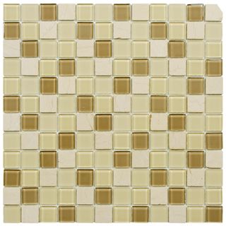 SomerTile 11.5x11.5 inch Chroma Square Olea Glass and Stone Mosaic Tiles (Set of 10) Somertile Wall Tiles
