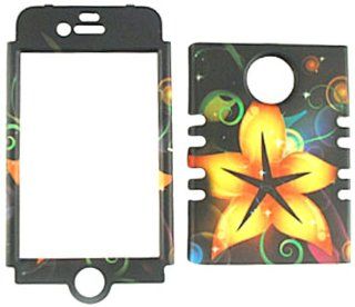 Cell Armor IPHONE4G RSNAP TE380 Rocker Snap On Case for iPhone 4/4S   Retail Packaging   Orange Hibiscus on Black Cell Phones & Accessories