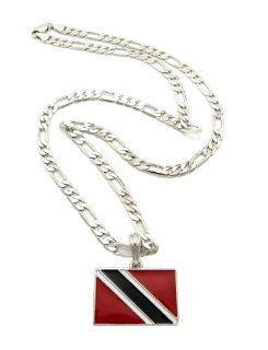 New TRINIDAD AND TOBAGO FLAG Pendant &24" Figaro Chain Hip Hop Necklace XSP372R Jewelry