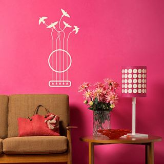 guitar and birds wall sticker by sirface graphics