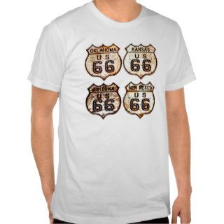 Four Route 66 Vintage Road Signs Tshirt