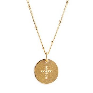 18ct gold vermeil personalised cross medal by sibylle jewels