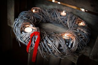 willow wreath with tea light holders by coco cuscino