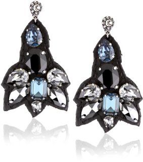 TED ROSSI "J'Amour Noir" Python Gem Futuristic Earrings Jewelry