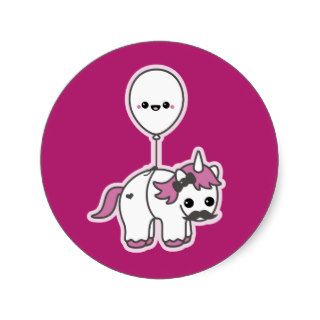 Cute Unicorn with Balloon Round Sticker
