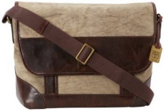 FRYE Harvey Canvas Antique Pull Up Messenger Bag, Fatigue, One Size Briefcases Clothing