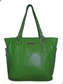 Coach Smooth Leather Gallery North South Zip Tote 19456 (Green) Shoes