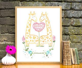 personalised name christening print by wetpaint