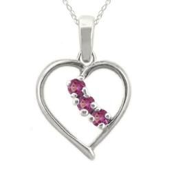 10k Gold June Birthstone Rhodonite 3 stone Heart Necklace Gemstone Necklaces