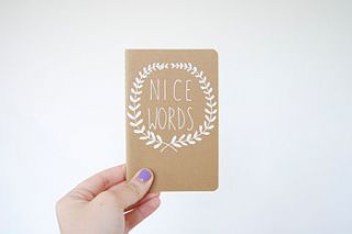 'nice words' illustrated moleskine notebook by oh no rachio