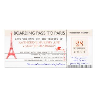 save the date boarding pass to paris france personalized invitations