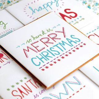 hand lettered christmas card set by the green gables