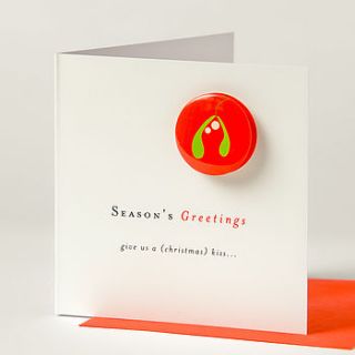 mistletoe christmas card with badge by think bubble