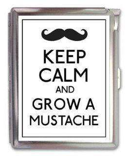 Keep Calm and Grow a Mustache Cigarette Case Lighter or Wallet Business Card Holder 