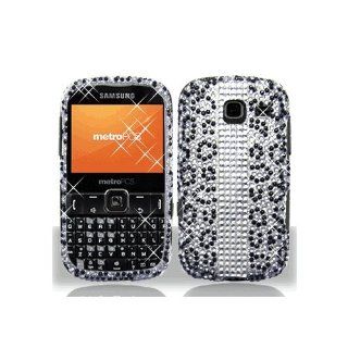Silver Leopard Bling Gem Jeweled Crystal Cover Case for Samsung Comment Freeform III 3 SCH R380 Cell Phones & Accessories