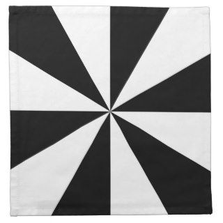 Black and White Sunburst Pattern Cloth Napkins