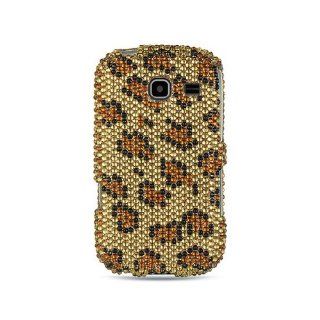 Gold Leopard Bling Gem Jeweled Crystal Cover Case for Samsung Comment Freeform III 3 SCH R380 Cell Phones & Accessories