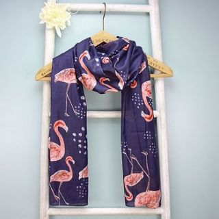 the aviary flamingo scarf in blue by lisa angel