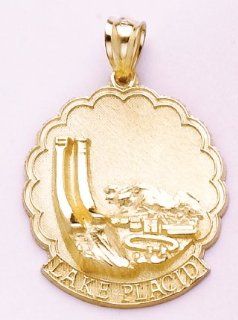 Gold Vacation Charm Pendant Lake Placid Disk (bobsled Scene) Million Charms Jewelry