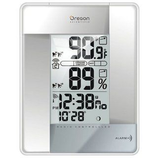 Oregon Scientific RMR383HGA S Wireless Indoor/Outdoor Thermometer with Self Setting Atomic Clock, Silver Home & Kitchen