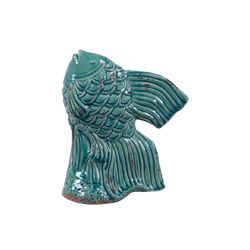 Blue Ceramic Fish Sculpture