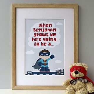 'when i grow up' superhero print by wink design