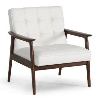 Baxton Studio Stratham Mid Century Modern Club Chair, White   Armchairs