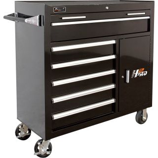 Homak H2PRO 41in. 6-Drawer Roller Tool Cabinet with 2 Compartment Drawers — Black, 41 15/16in.W x 22 7/8in.D x 42 1/4in.H, Model BK04041062  Tool Chests