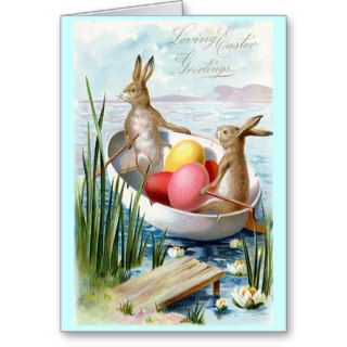 Easter Bunnies Rowboat Greeting Card