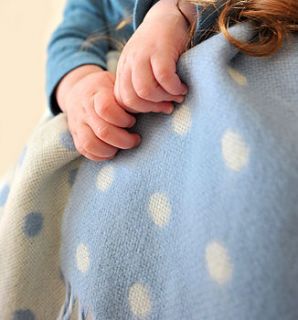 baby blue spot lambswool baby blanket by atlantic blankets