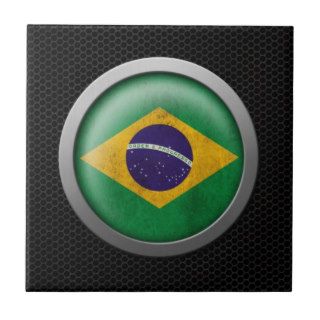 Steel Mesh Brazilian Flag Disc Graphic Tile