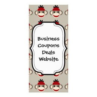Fun Smiling Red Sock Monkey Happy Patterns Rack Card Template