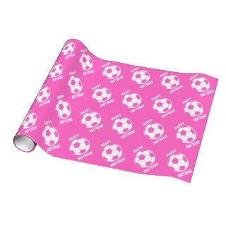 Sport Girls Soccer Ball Player Happy Birthday Wrapping Paper
