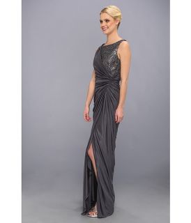 Adrianna Papell Lace Jersey Gown Smoke