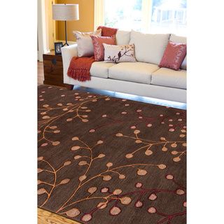 Hand tufted Web Chocolate Wool Rug (8 X11)