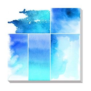 Blue Watercolor Squares Oversized Gallery Wrapped Canvas Canvas
