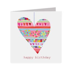 sparkly flower heart birthday card by square card co