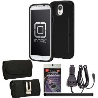 Incipio sa 399 Black Stowaway Case for Samsung Galaxy S4 with Horizontal Canvas case, Car Charger, Stylus Pen and Radiation Shield. Perfect for storing your Cash and Credit Cards. Cell Phones & Accessories